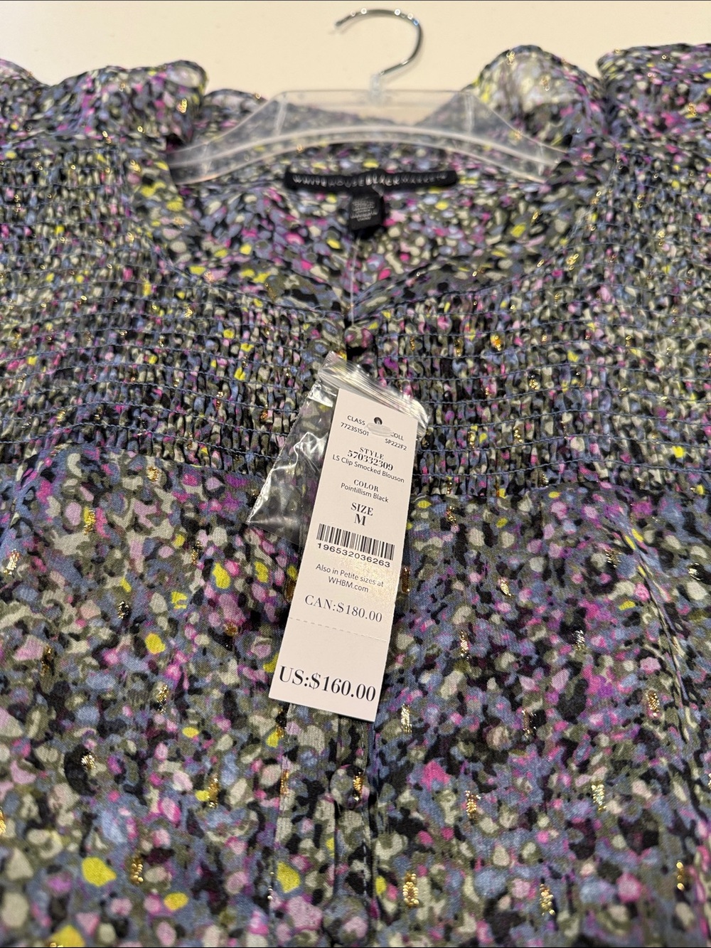 White House Black Market Purple Multi Smocked Dress